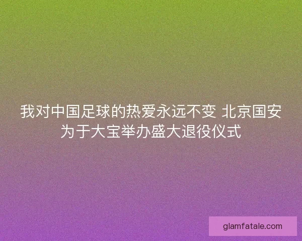 我对中国足球的热爱永远不变 北京国安为于大宝举办盛大退役仪式